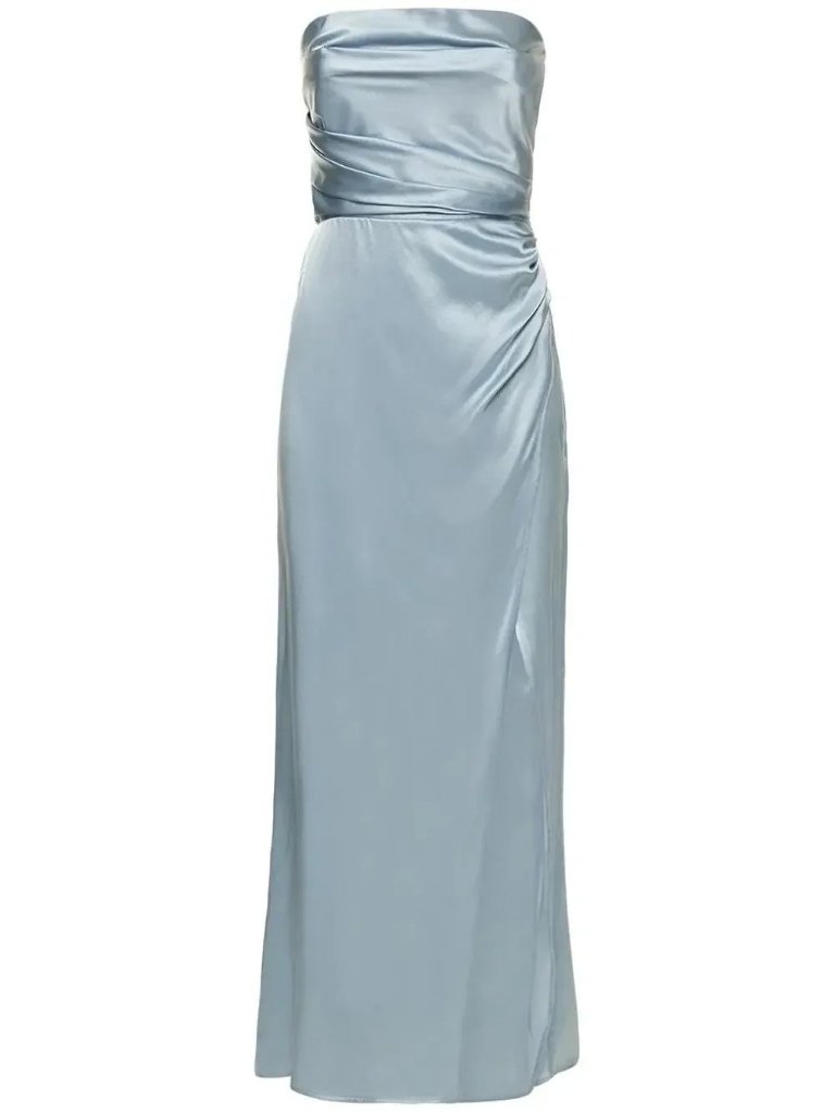 Reformation Barrow Silk Satin Strapless Dress - Size 4 - Ice Blue